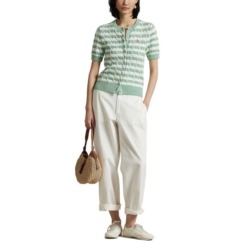 Polo Ralph Lauren Striped Cable Knit Short Sleeve Cardigan image number 3